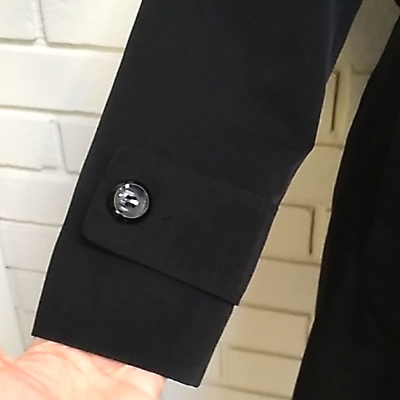 Liz Claiborne Black Trench Coat Jacket. Size Small - Picture 4 of 13